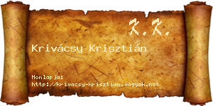 Krivácsy Krisztián névjegykártya