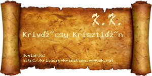 Krivácsy Krisztián névjegykártya